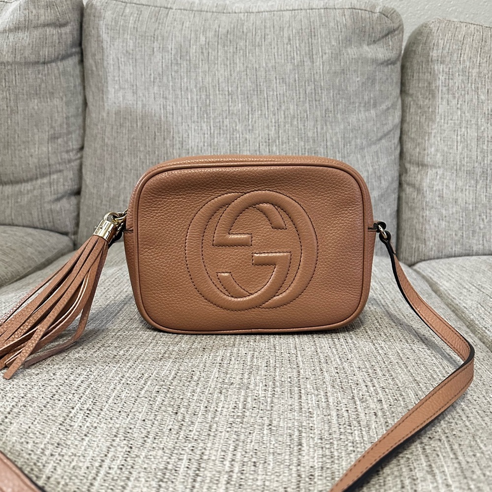 Gucci Soho Disco Cross Body Bag in Beige AUTHENTIC